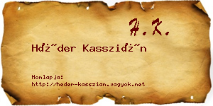 Héder Kasszián névjegykártya